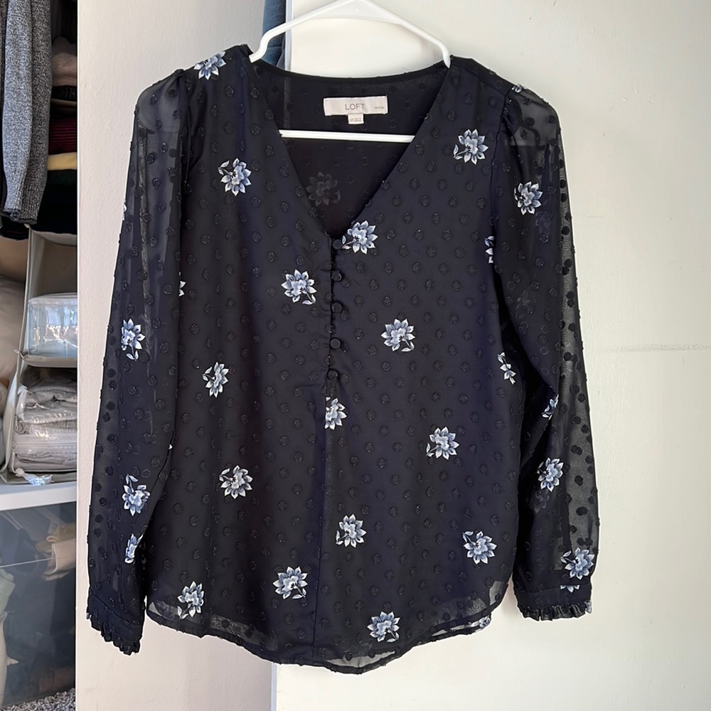 Navy Loft Floral Blouse